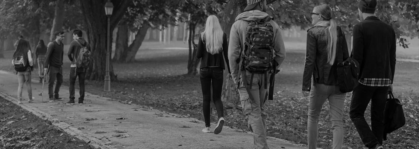 Students walking through campus